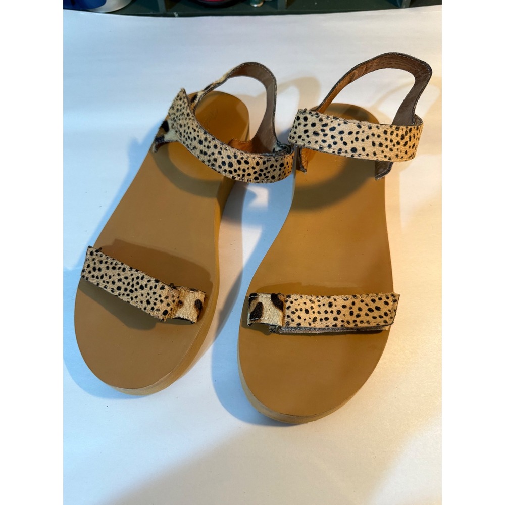 Madewell The Maggie Sandal in Spot Mix Womens 10 Calf Hair Ankle Strap Flatform